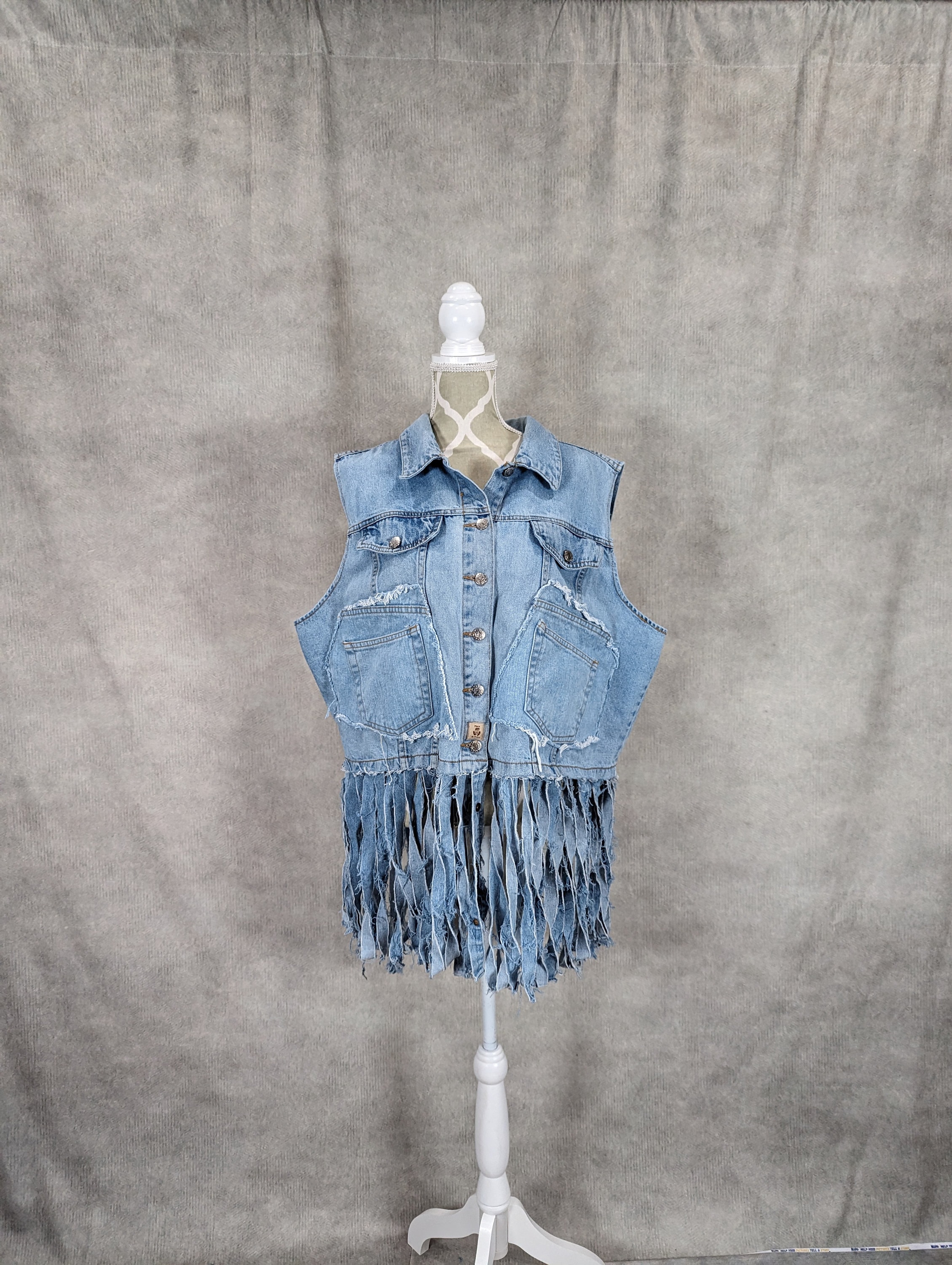 Plus Size Denim Vest Etsy Canada