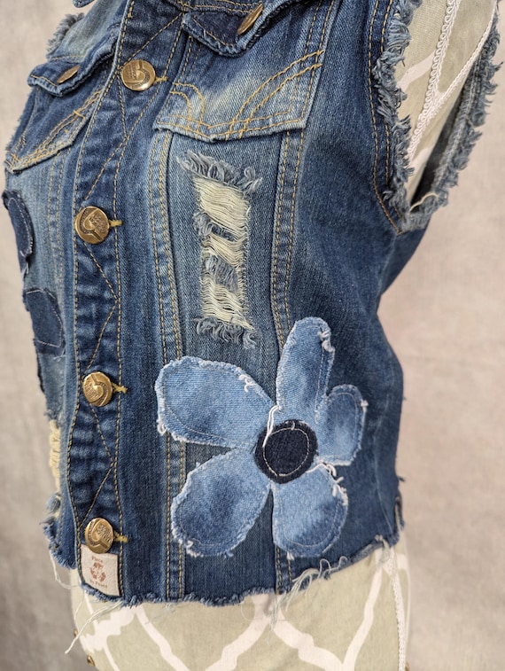 アップサイクルデニムデイジーベスト - ミディアム - Etsy 日本