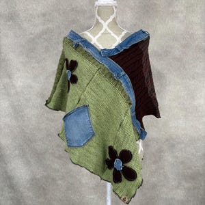 Upcycled Women's Poncho -M/L