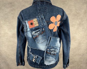 Upcycled Jean Jacket - Medium