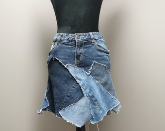 Upcycled Denim Skirt -Size 3/4