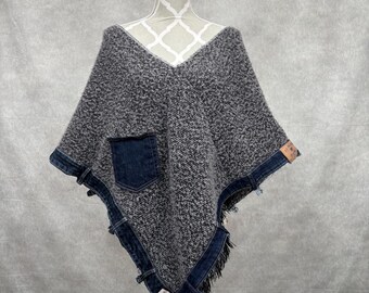 Upcycled Plus Size Poncho-2X-4X