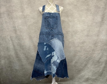 Upcycled Denim Patchwork Overall Dress -XL