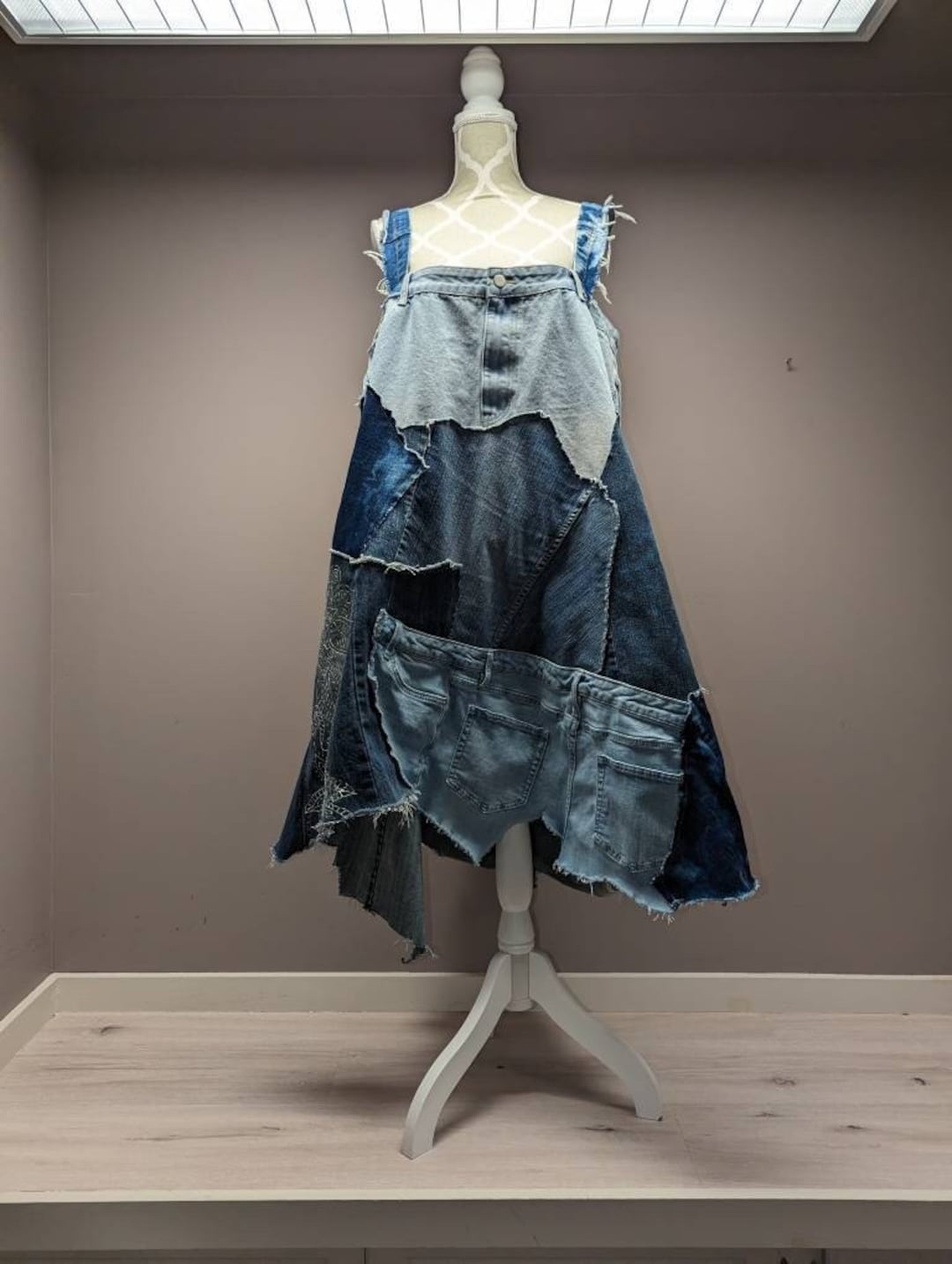 Fashionable Hooded Denim Patchwork Dress