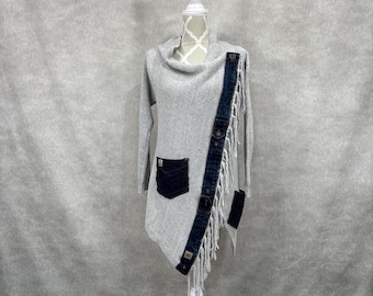 Upcycled Long Cardigan-Medium