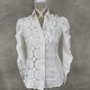 Upcycled Off-White Blouse- S/M