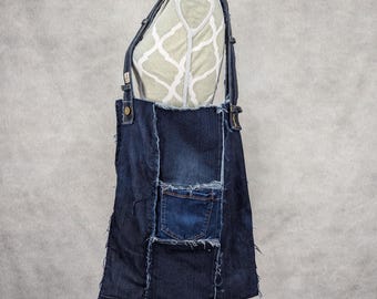 Axelväska/toteväska i återvunnet denimmönster