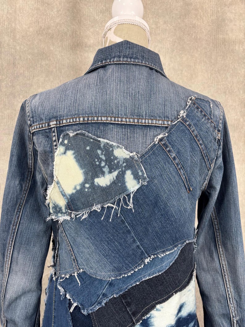 Upcycled Long Denim Patchwork Trench Coat-medium - Etsy