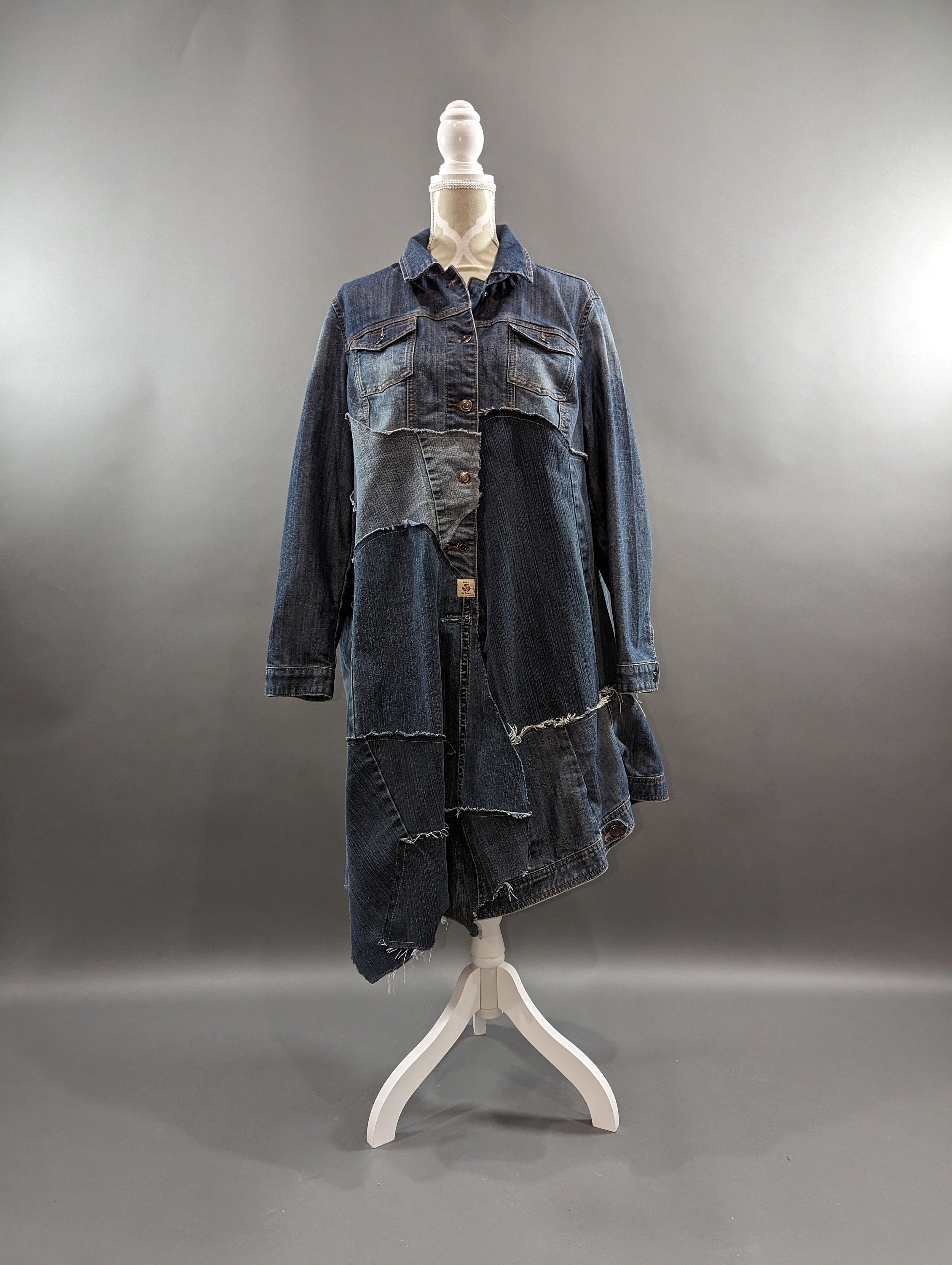 Long Denim Jacket Etsy Canada