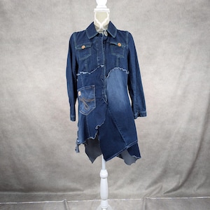 Upcycled Longer Denim Jacket- Medium