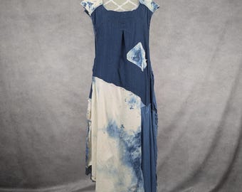 Upcycled Lightweight Denim Patchwork Sundress - XL