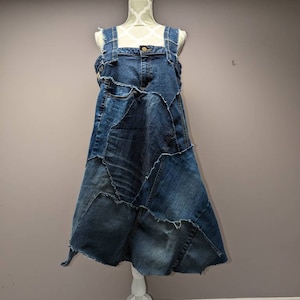 Upcycled Denim Patchwork Dress M/L - Etsy