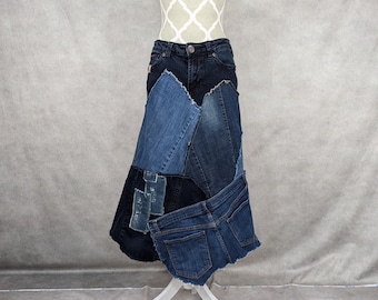 Falda de patchwork de mezclilla reciclada - Talla 31