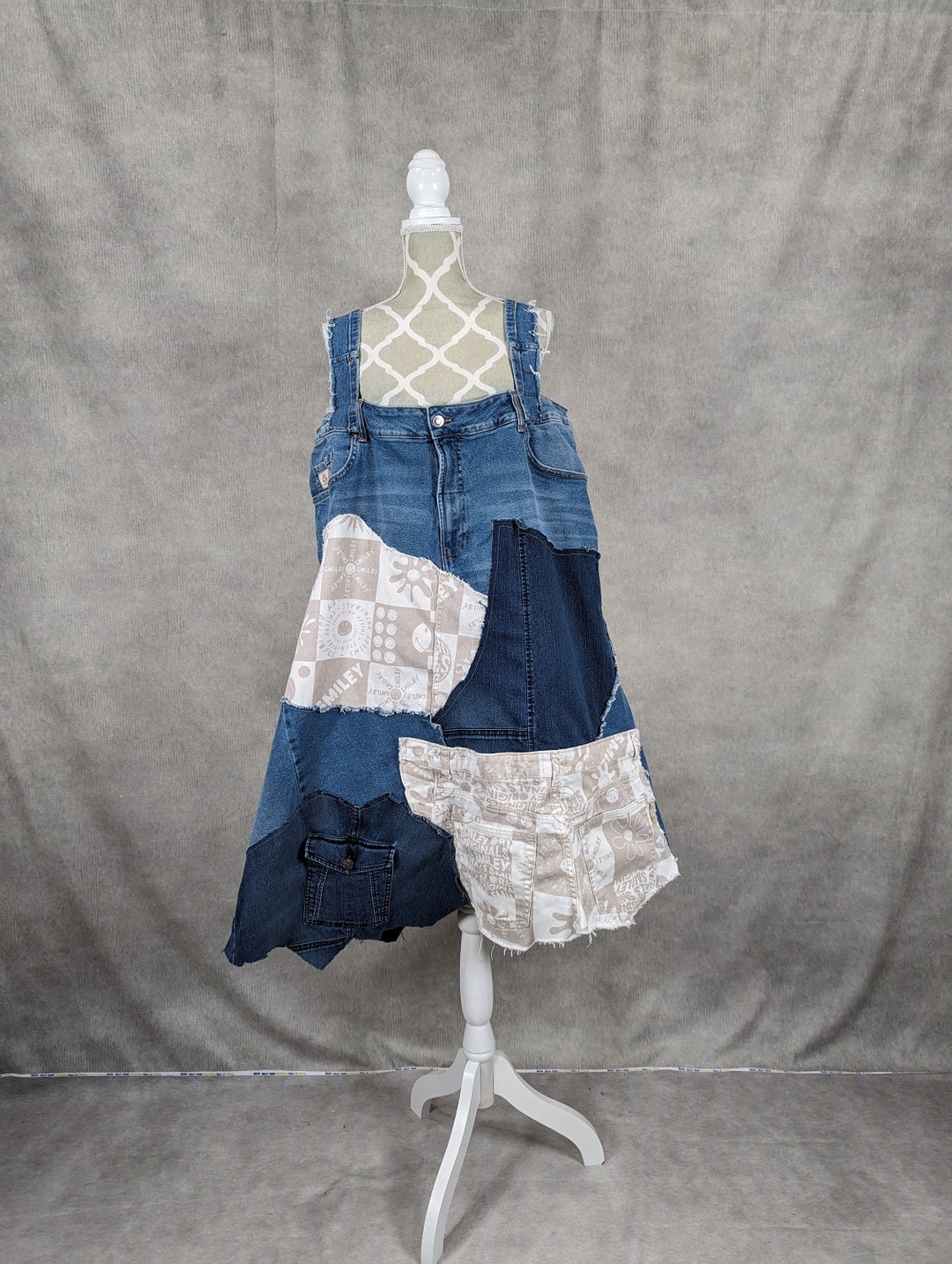 Flowy Upcycled Denim Patchwork Dress XL - Etsy 