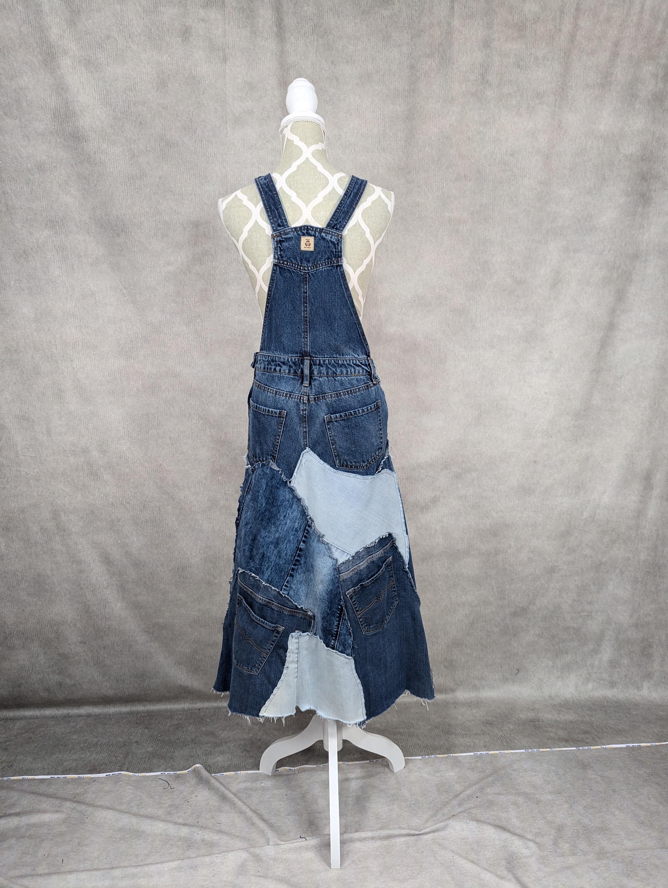 Upcycled Denim Patchwork Overall Dress-XS/S