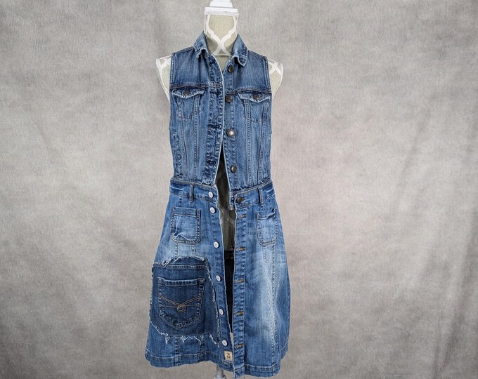 Lace Overlay Denim Vest main image 1
