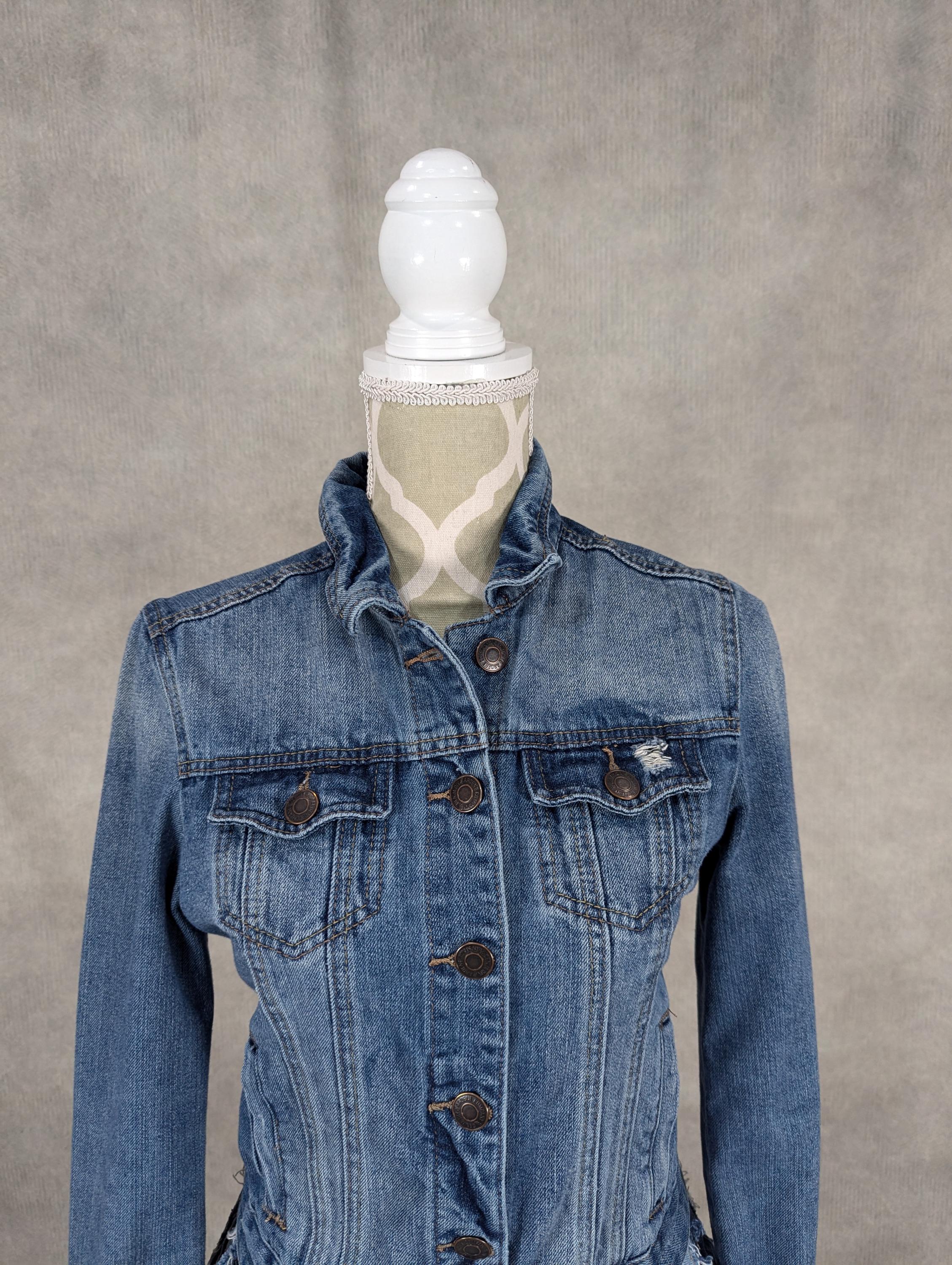 Upcycled Fringe Hem Denim Jacket - S/M - Etsy