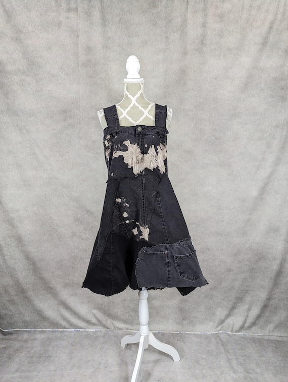 black distressed denim dress Distressed Denim Maxi Shirt Dress in Washed Black