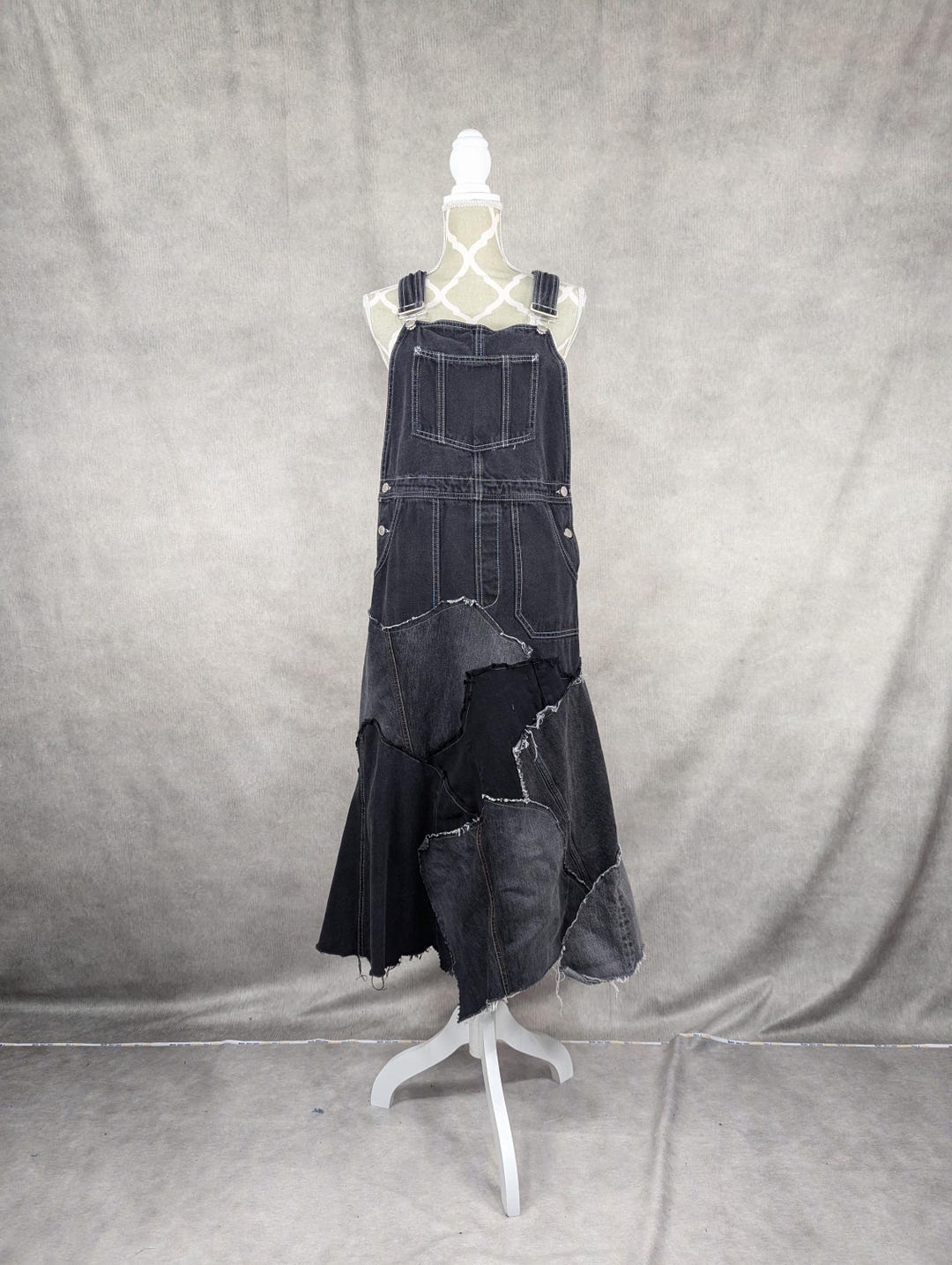 Y's DENIM HOLE EMBROIDERY DRESS 黒1 8seconds Shirred Denim Dress Ash | Pinafore for Women | KOODING