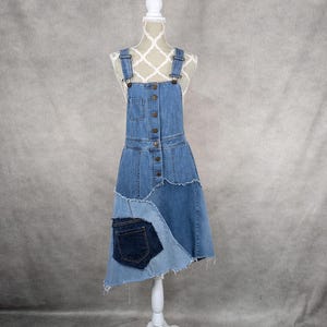 Upcycled Denim Patchwork Overall Dress-Small