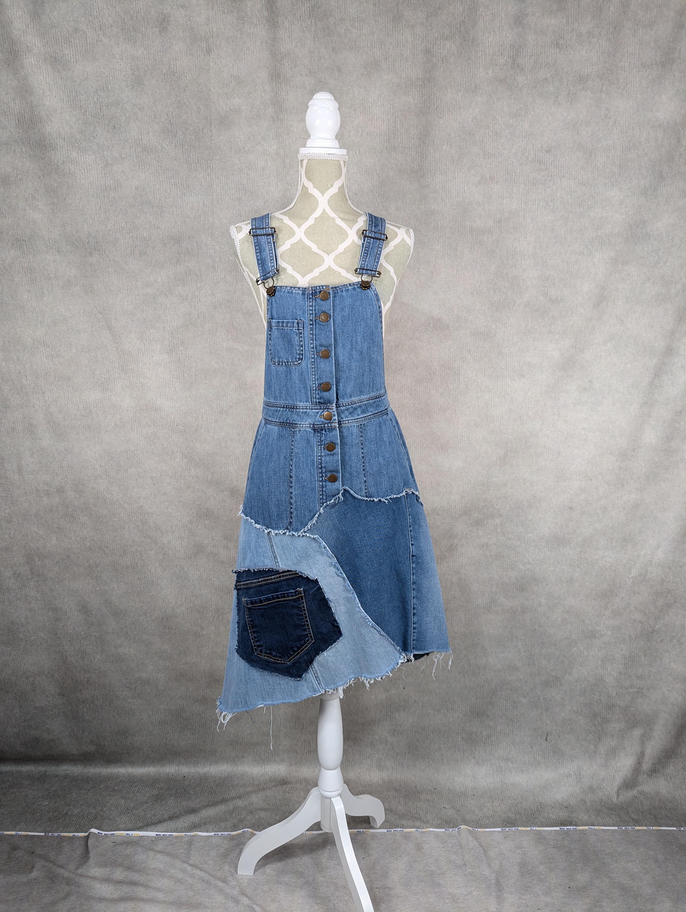 Upcycled Denim Patchwork Overall Dress-small - Etsy Upcycled Denim Patchwork Overall Dress-small - Etsy