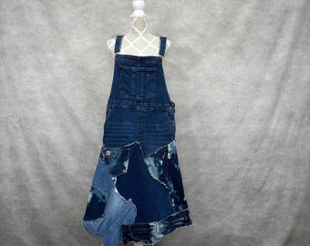Upcycled Denim Patchwork Overall Dress -XL