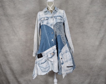 ジャケット・アウター Washed Two-Piece Patchwork Denim Jacket Denim Puzzle Jacket - KSENIASCHNAIDER