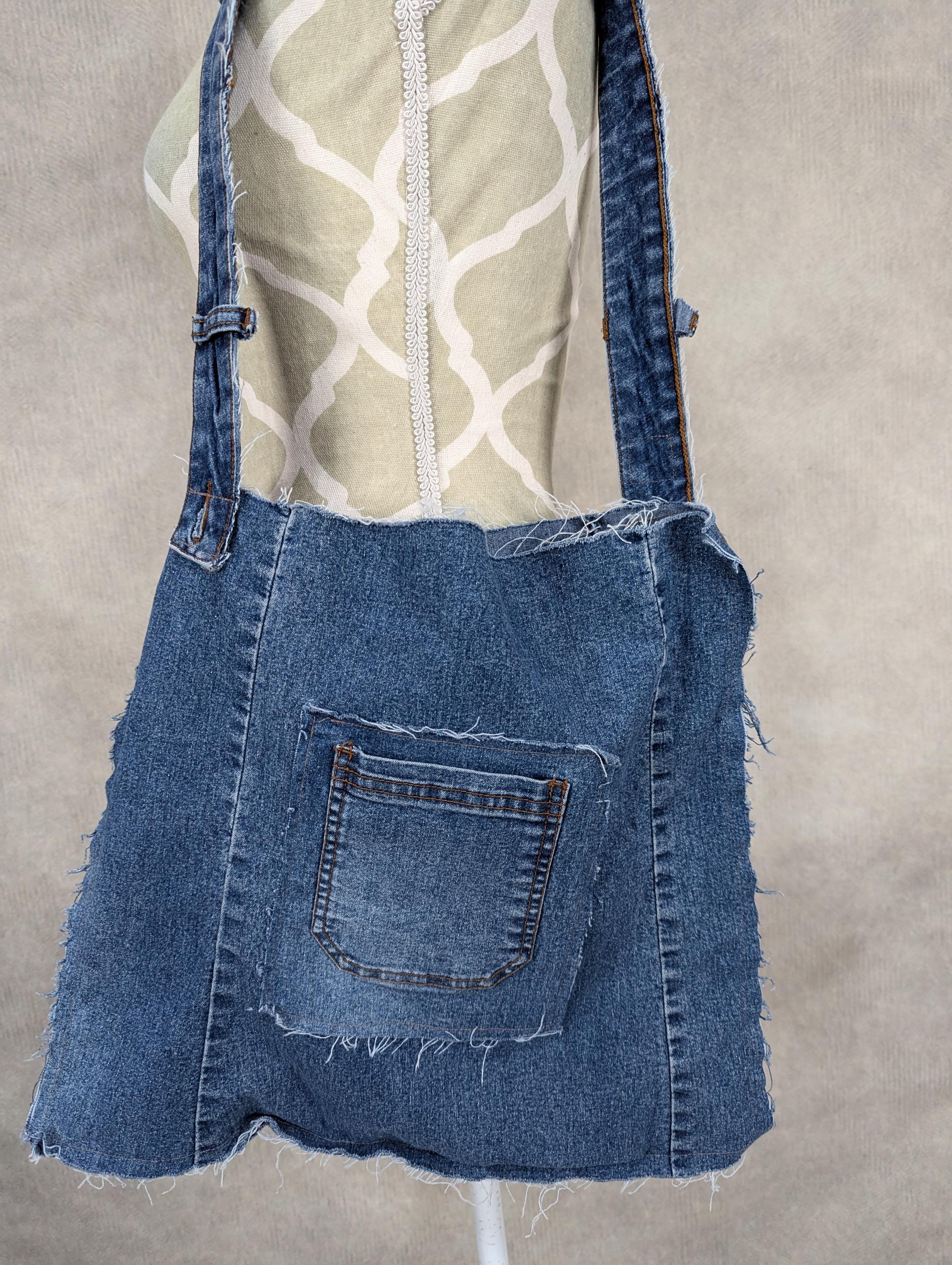 【DISCERNMENT】Patching denim shoulder bag CASUAL Patchwork TOTE Denim Bag (l.13