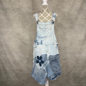 Geüpcycled denim patchwork overall jurk-XL