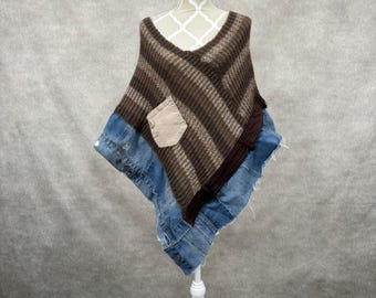 Upcycled Women's Long Poncho O/S