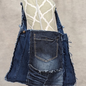 Axelväska/toteväska i återvunnet denimmönster bild 3