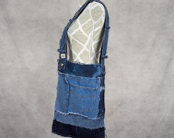 Upcycled Denim Patchwork Shoulder Bag