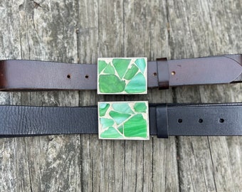 Sea Glass Belt Buckle and Strap