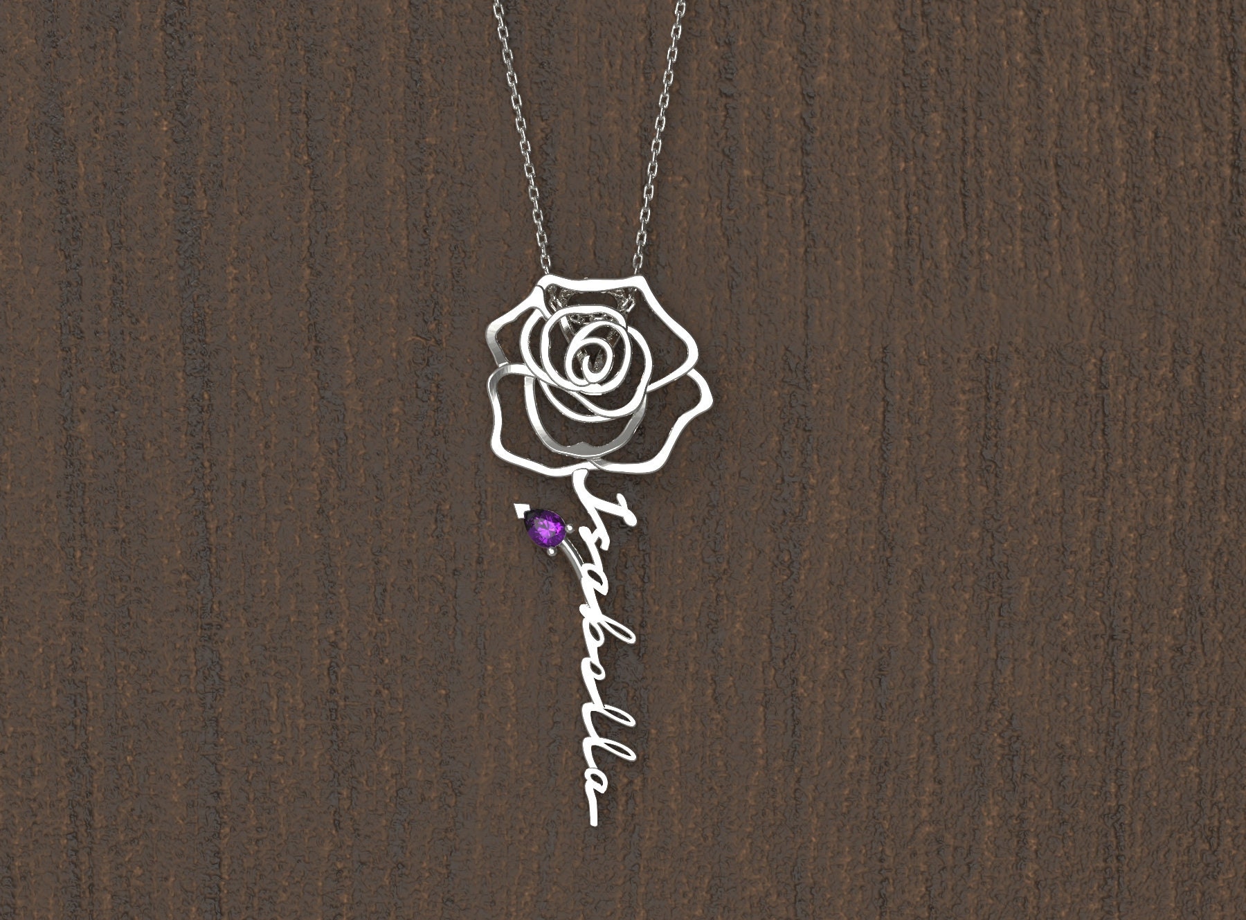 Personalized Rose Necklace Name NecklaceRose Etsy