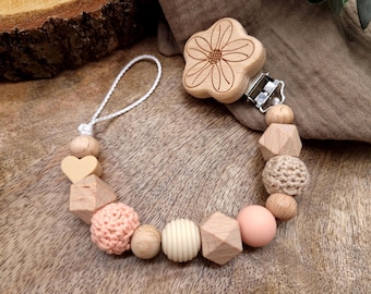 pacifier chain apricot / beige