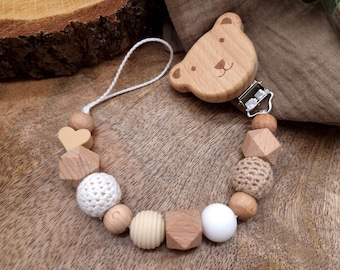 pacifier chain beige / white