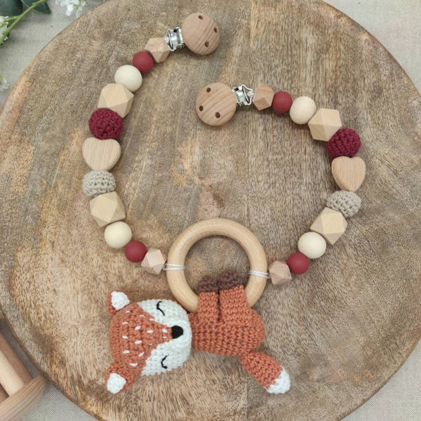 Stroller chain "Fox crocheted"