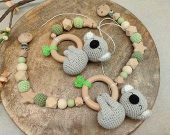 Gift box stroller chain | Baby car seat pendant "Crocheted Koala"