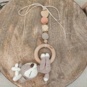 Maxi-Cosi / colgante para silla de bebé “ciervo tejido a crochet”