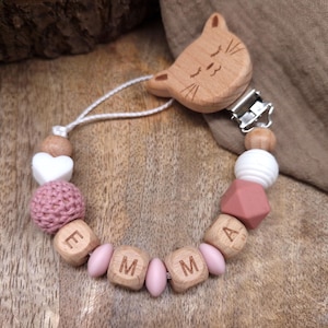 Łańcuszek do smoczka z imieniem "białe serce z kolorowymi soczewkami" | Wiele różnych kolorów