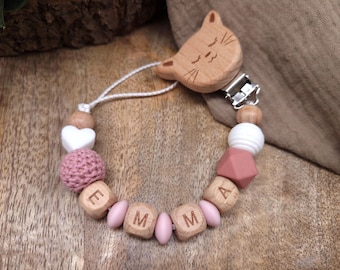 Catena per ciuccio personalizzata "cuore bianco con lenti colorate" | Disponibile in molti colori