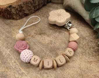 Pacifier chain with name "Flower" | Many verses Colors