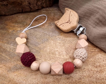 pacifier chain burgundy/beige