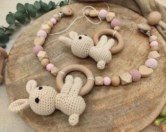 Gift box stroller chain | Baby seat pendant "crocheted bunny"
