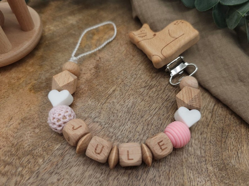 Pacifier chain with name Heart Many verses Colors image 5