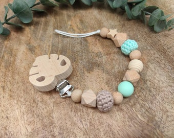 Pacifier chain mint / beige