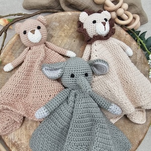 Crocheted security blanket | Lion | Bear | Elephant