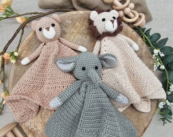 Crocheted security blanket | Lion | Bear | Elephant