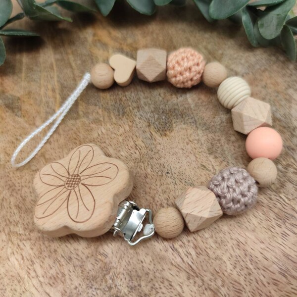 Pacifier chain apricot / beige