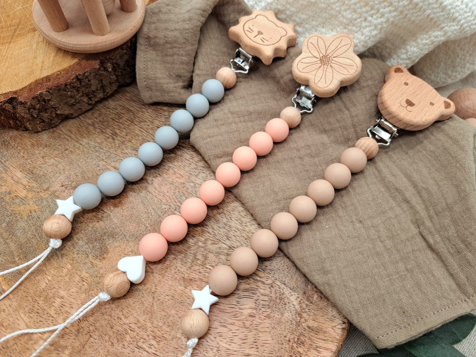 pacifier chain simple | silicone beads